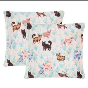 PLUSH PINK CATS LARGE ACCENT PILLOW SET OF 2! BNWT SO